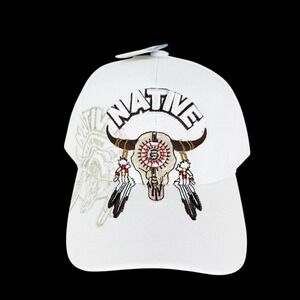 Native Pride Men's White Cap One Size Embroidered Front Adjustable NWT